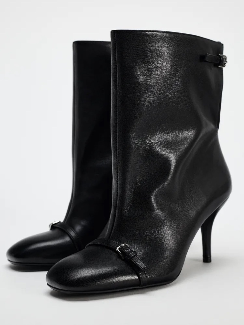Zara black leather ankle booties like new size 39
